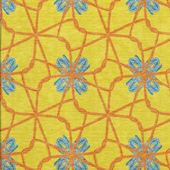 10' X 14' Geometric Washable Area Rug With UV Protection (675954) - Yellow / Blue / Red