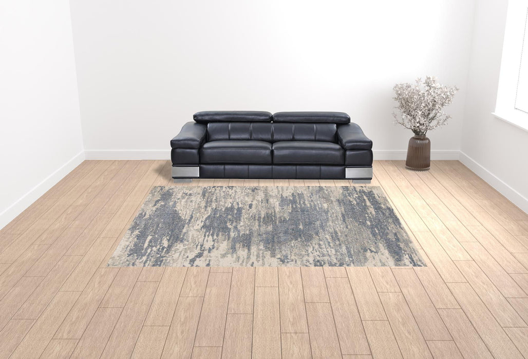 9' x 12' Abstract Power Loom Area Rug - Ivory Blue And Gray