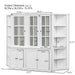 Giga retro-style white wall display cabinet with glass doors, 75.25-inch tall, featuring triangle-sided bookshelves and vintage design