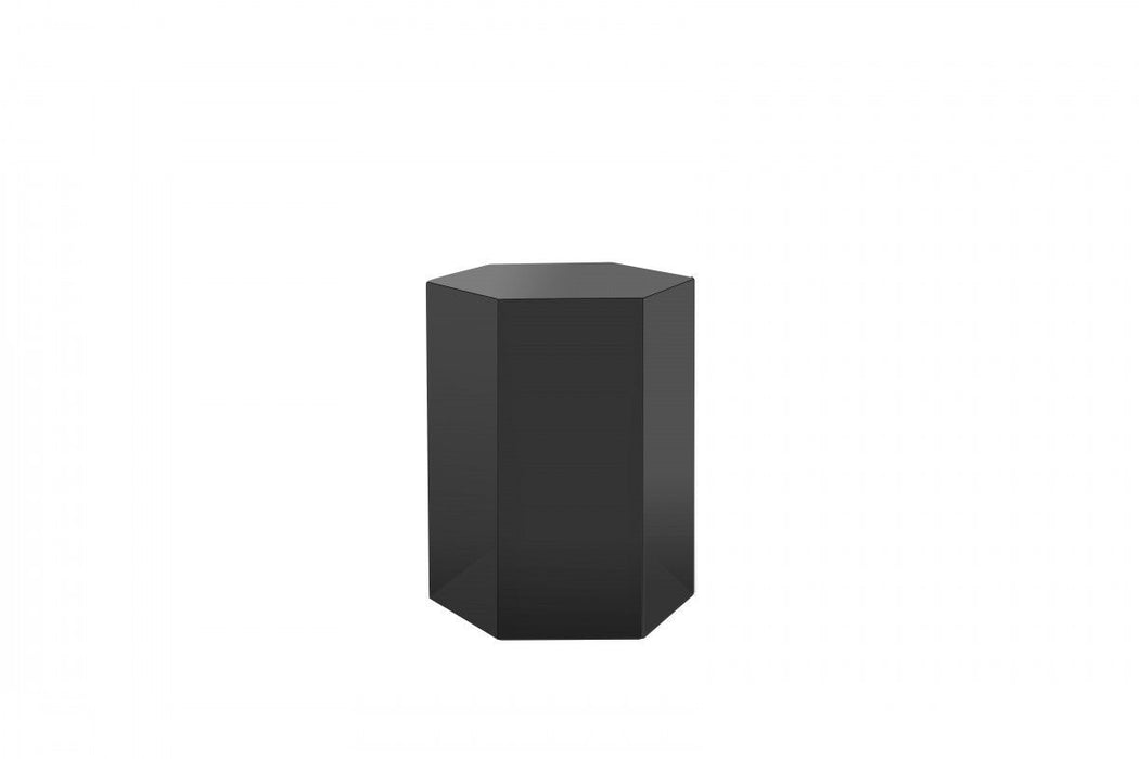 17" High Gloss Manufactured Wood Hexagon End Table - Gray