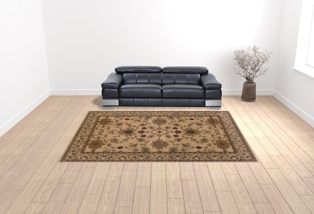 10' x 13' Oriental Power Loom Stain Resistant Area Rug - Ivory