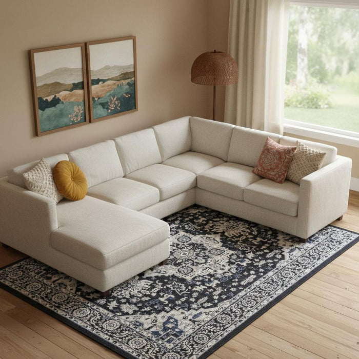 8' X 10' Floral Area Rug (551073) - Black / Ivory