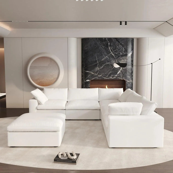 Blend Modular L Shaped Six Piece Corner Sectional - White