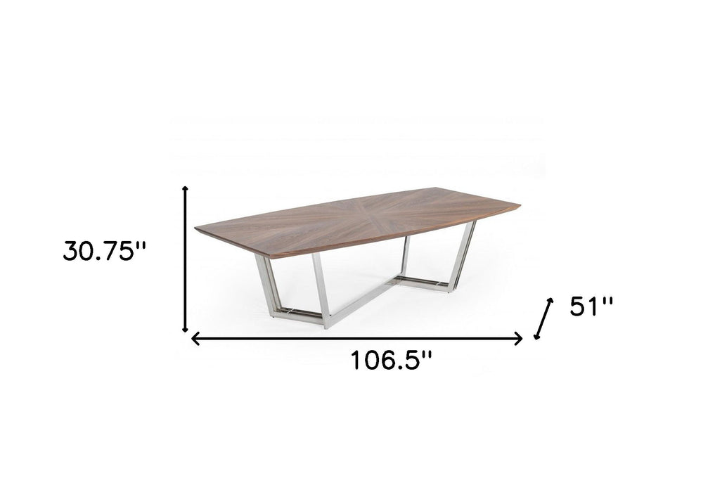 107" Rectangular Manufactured Wood And Iron Dining Table - Brown