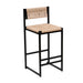 Set of 2 Giga bar stools with paper rope weave backrests, perfect for kitchen island, bar, or counter seating.