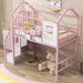 Giga metal loft bed with roof design, storage box, guardrails, and integrated ladder for safe, space-saving sleeping area.