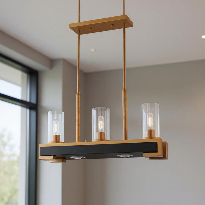Two Light Dimmable Chandelier With Shades - Gold