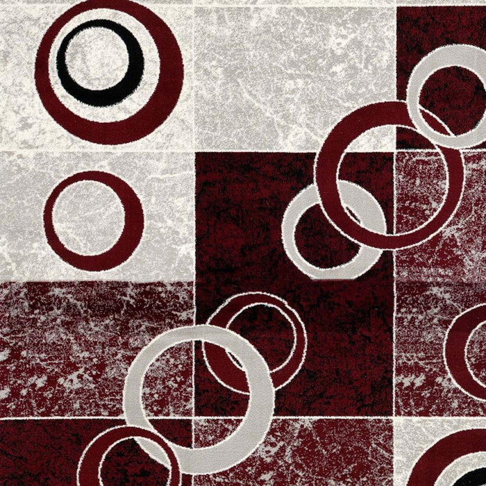 2' X 30' Geometric Area Rug (610135) - Red / Gray