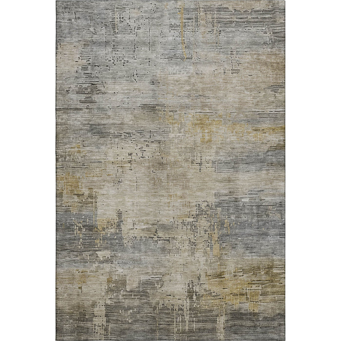 10' X 14' Abstract Washable Area Rug With UV Protection (696086) - Pewter / Wheat