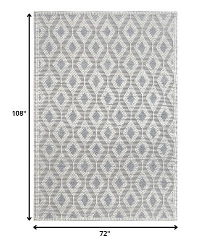6' x 9' Geometric Handmade Area Rug - Gray And Ivory