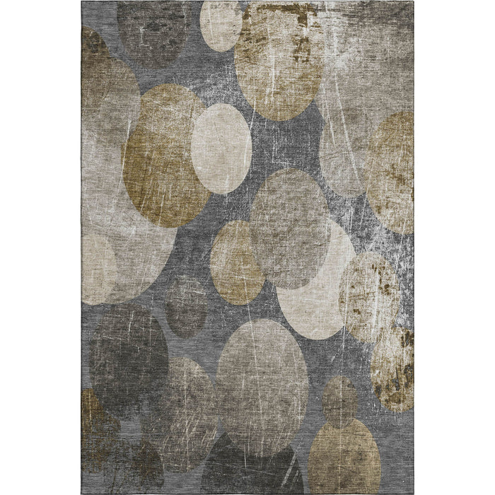 9' X 12' Abstract Washable Area Rug With UV Protection (648897) - Brown / Ivory