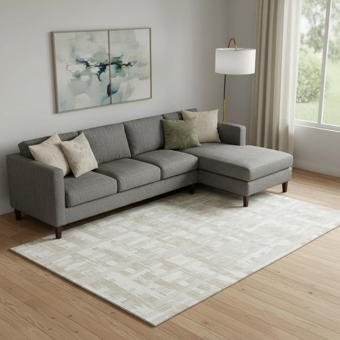 10' X 14' Striped Washable Area Rug With UV Protection (705683) - Ivory / Tan