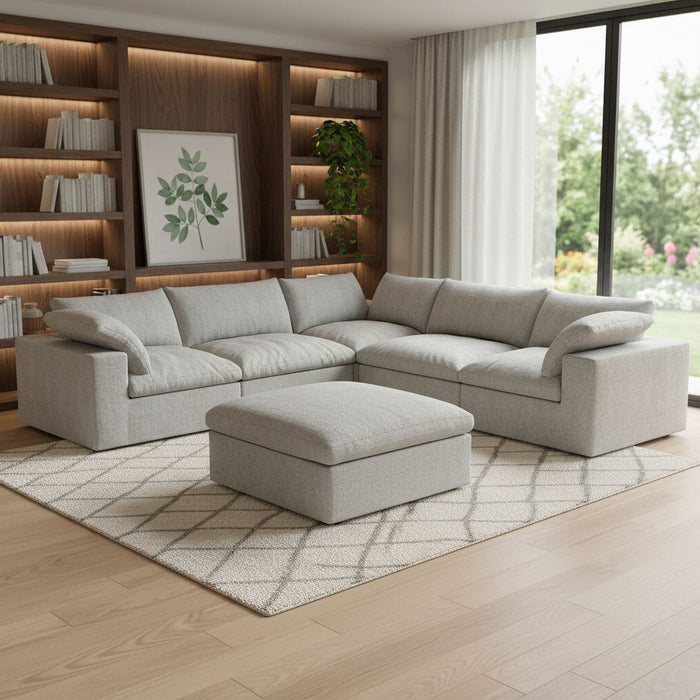 Blend Modular L Shaped Six Piece Corner Sectional - Light Gray