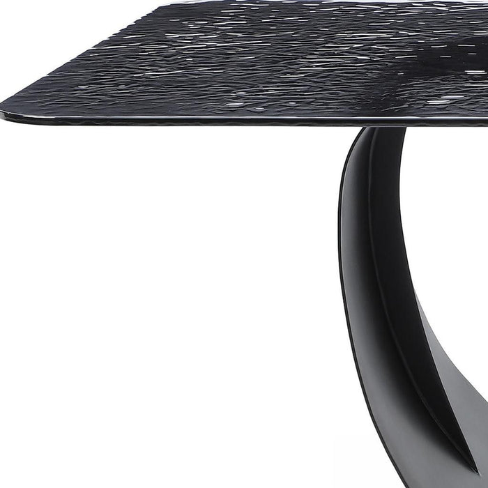 Glass Double Geo Pedestal Base Dining Table - Black / Brass