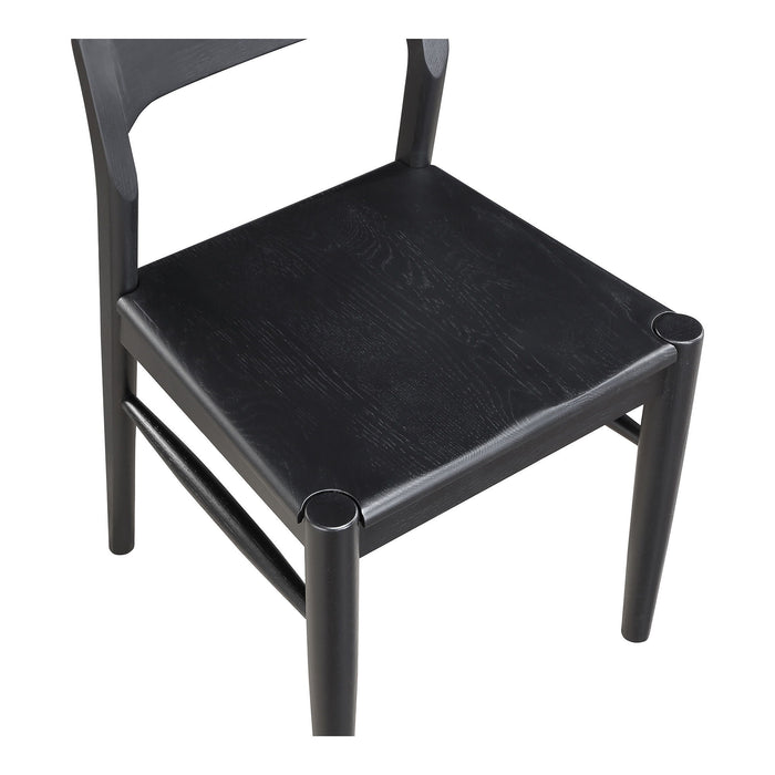 Solid Wood Open Back Dining Side Chairs (Set of 2) - Black