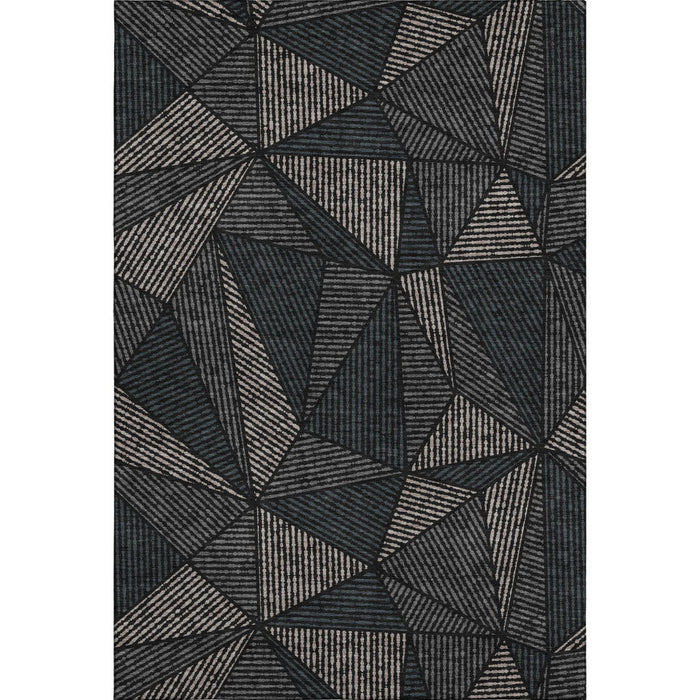 10' X 14' Geometric Washable Area Rug With UV Protection (651935) - Black / Ivory