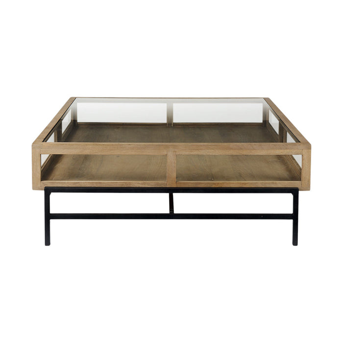 Glass And Metal Square Coffee Table - Clear And Black