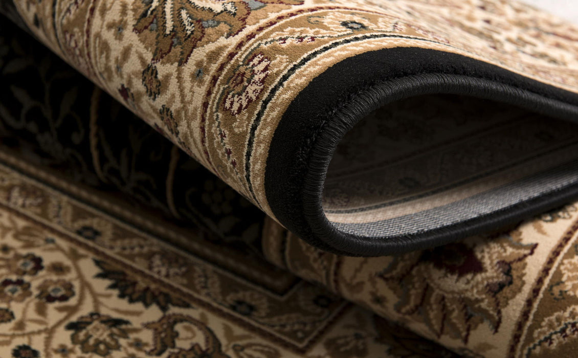 7.8' x 10.7' Medallion Power Loom Area Rug - Beige And Black