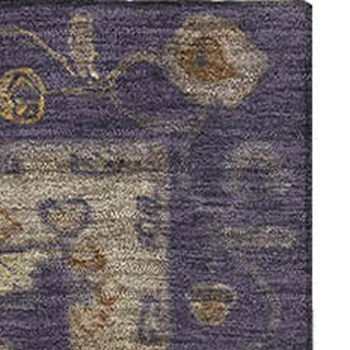 10' X 14' Oriental Washable Area Rug With UV Protection (716407) - Eggplant / Beige