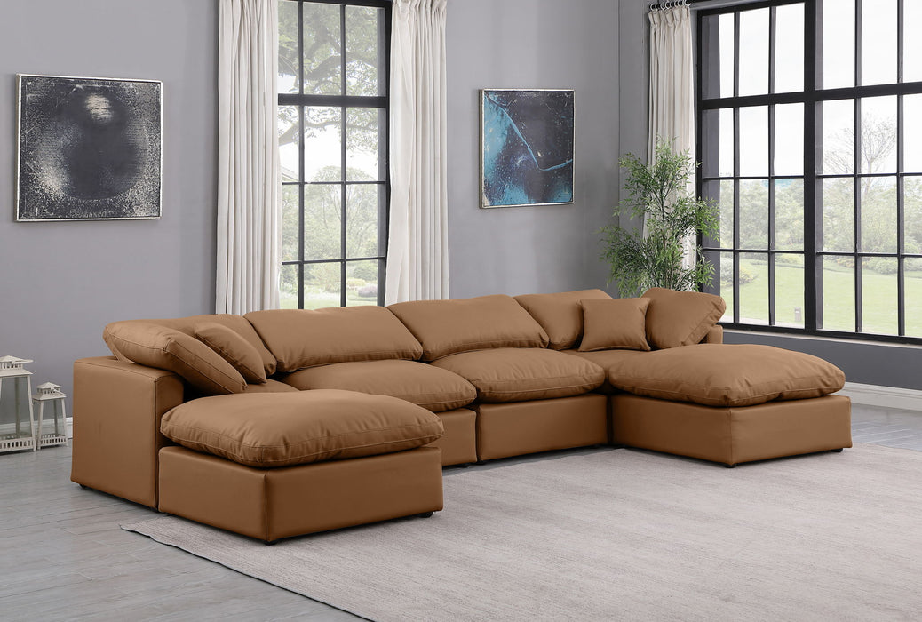 Indulge - Faux Leather 6 Piece Modular Double Chaise Sectional