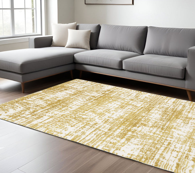 10' X 13' Abstract Area Rug - Gold And Ivory