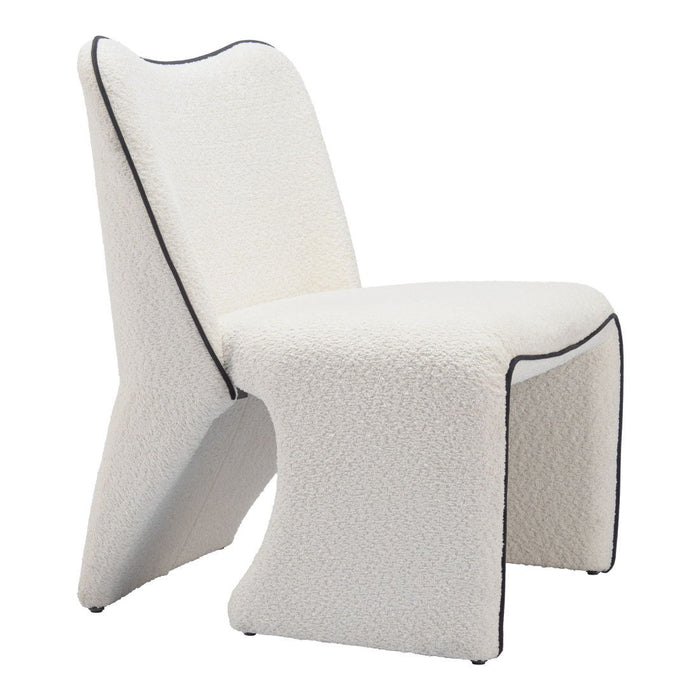 29" Modern Faux Shearling And Upholstered Side Chair - Ivory
