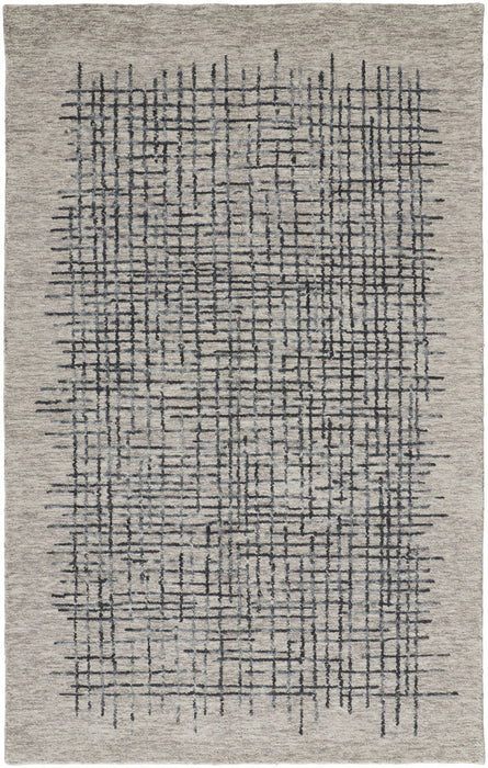 9' x 12' Wool Plaid Tufted Handmade Stain Resistant Area Rug - Gray Black And Tan