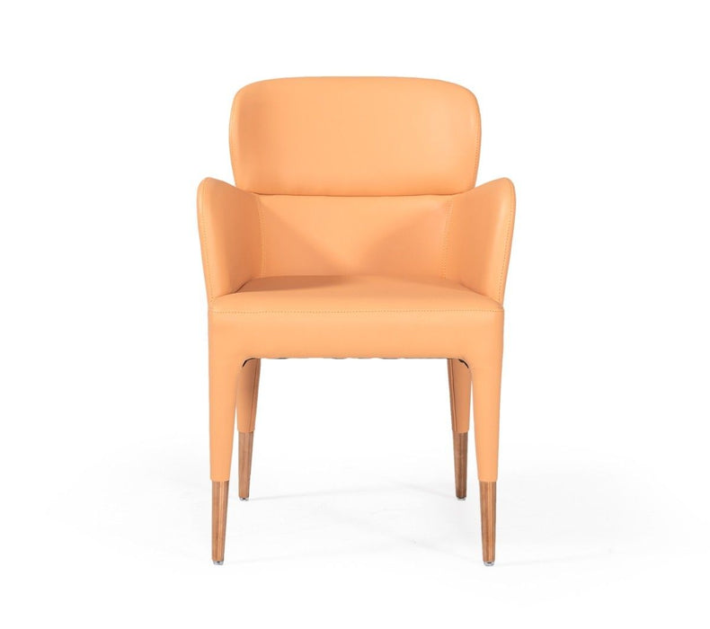 Upholstered Fabric Dining Arm Chair - Peach