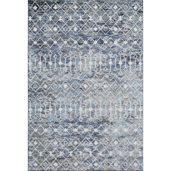 10' X 14' Geometric Washable Area Rug With UV Protection (695642) - Blue / Ivory / Gray