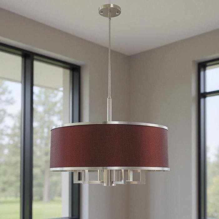 20" Seven-Light Dimmable Chandelier With Shades - Nickel
