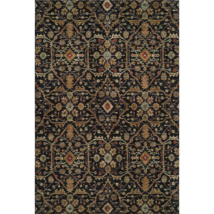 10' X 14' Oriental Washable Area Rug With UV Protection (685432) - Black / Gold / Blue