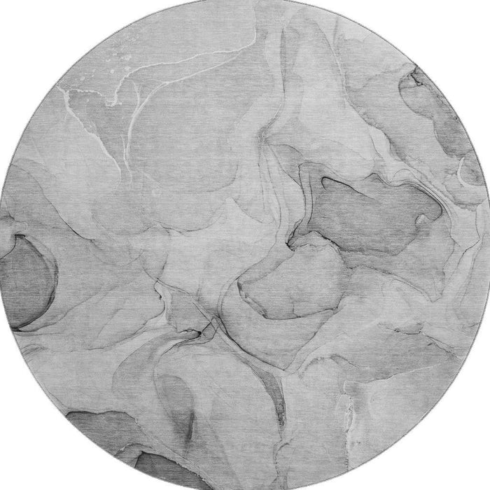 8' Abstract Washable Round Rug With UV Protection (646713) - Gray / Ivory