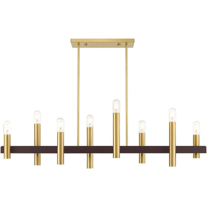 Eight Light Dimmable Chandelier With Shades - Bronze