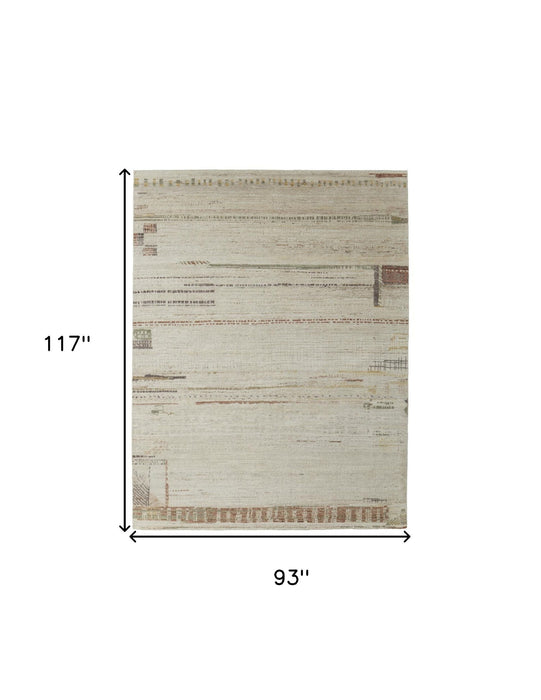 8' x 10' Wool Abstract Hand Knotted Area Rug - Gray Tan And Green