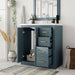 Giga bathroom vanity with sink, storage cabinet, three drawers, and soft-closing doors in a freestanding set.