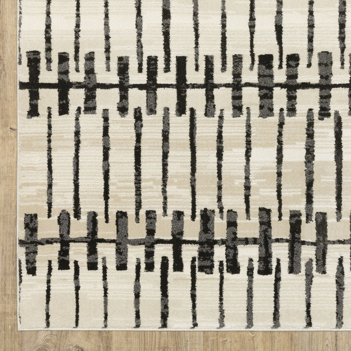 10' X 13' Geometric Area Rug - Beige And Black