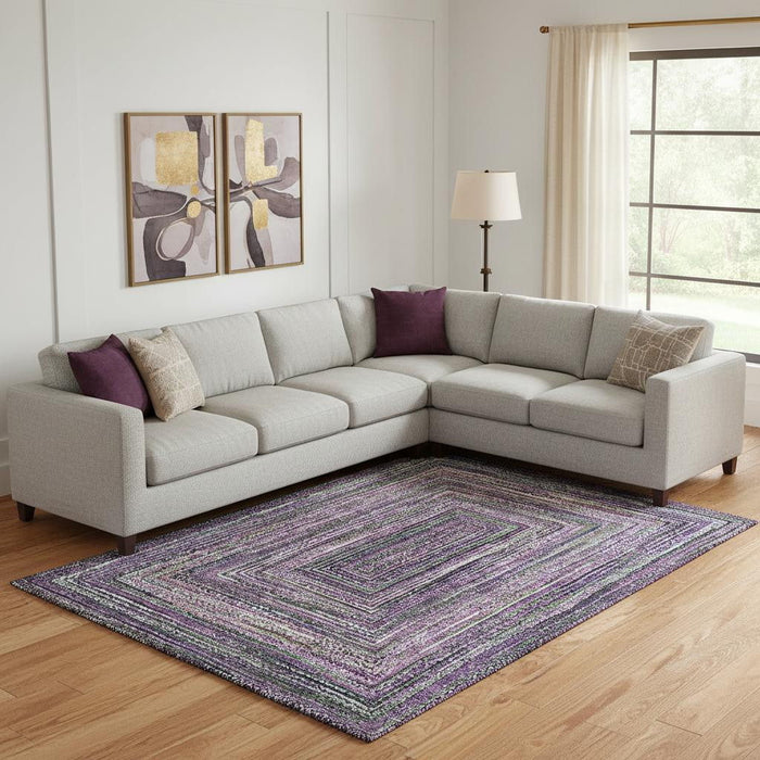 10' X 14' Geometric Washable Area Rug With UV Protection (699262) - Purple / Gray
