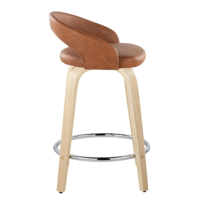 Grotto - 31" Upholstered Fixed-Height Counter Stool (Set of 2) - Natural Wood Base