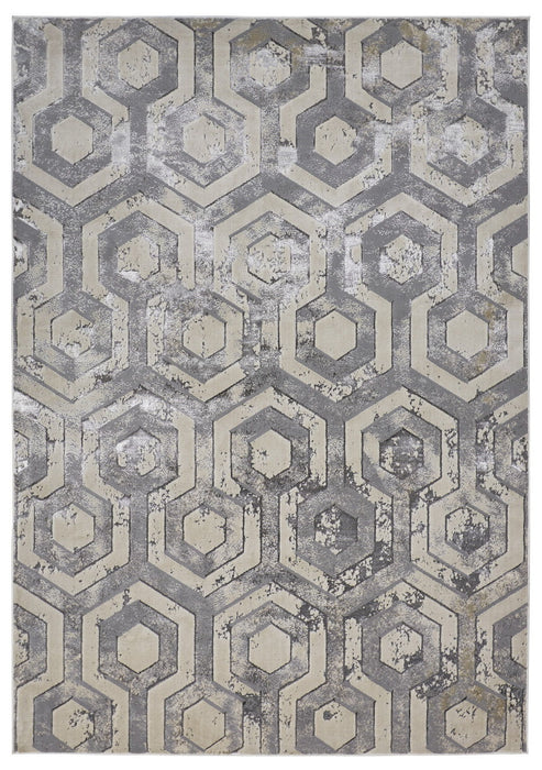 8' X 10' Modern Abstract Distressed Area Rug - Gray