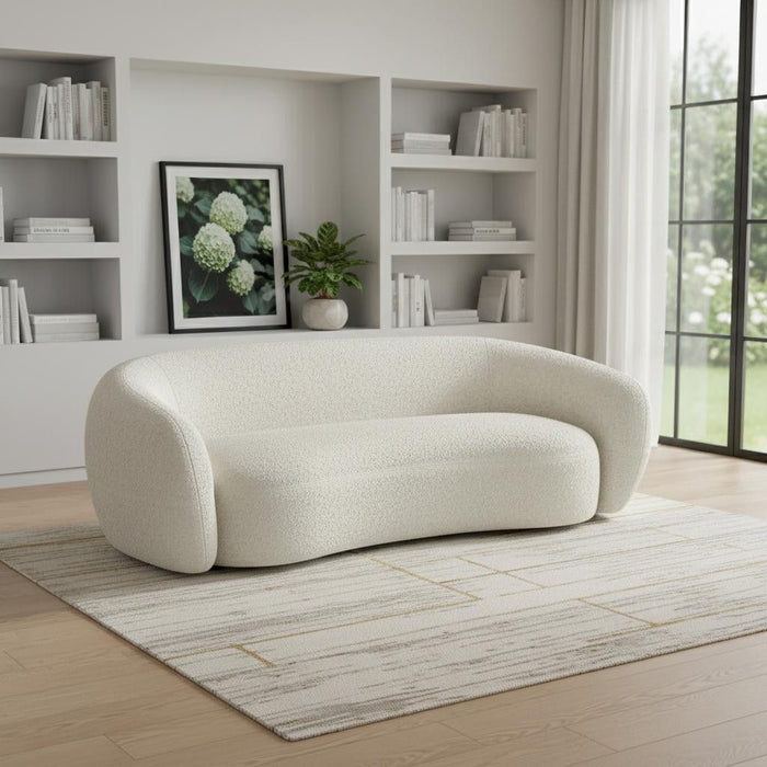 89" Fabric Sofa With Walnut Legs - Cream
