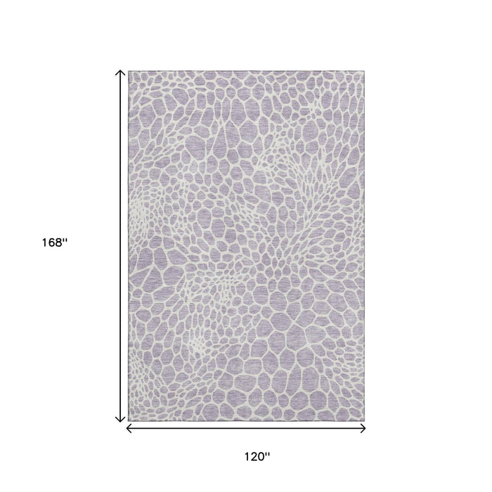 10' X 14' Geometric Washable Area Rug With UV Protection (673067) - Lilac / Ivory