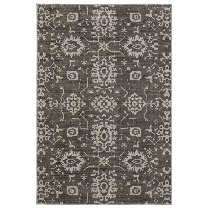8' X 11' Oriental Area Rug - Gray And Ivory