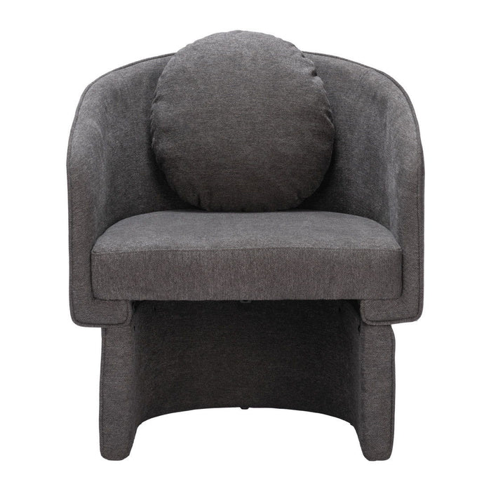 Fabric Barrel Chair And Toss Pillow - Gray