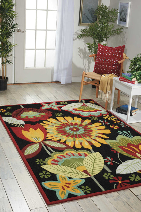 8' X 11' Floral Hand Carved Handmade Area Rug - Black / Orange