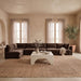 Velvet performance fabric upholstered Meridian Furniture 6-piece L-shaped armless sectional sofa in a stationary design.