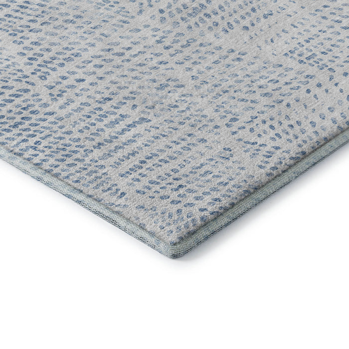 8' Diamond Washable Round Rug With UV Protection (650563) - Denim Blue / Ivory
