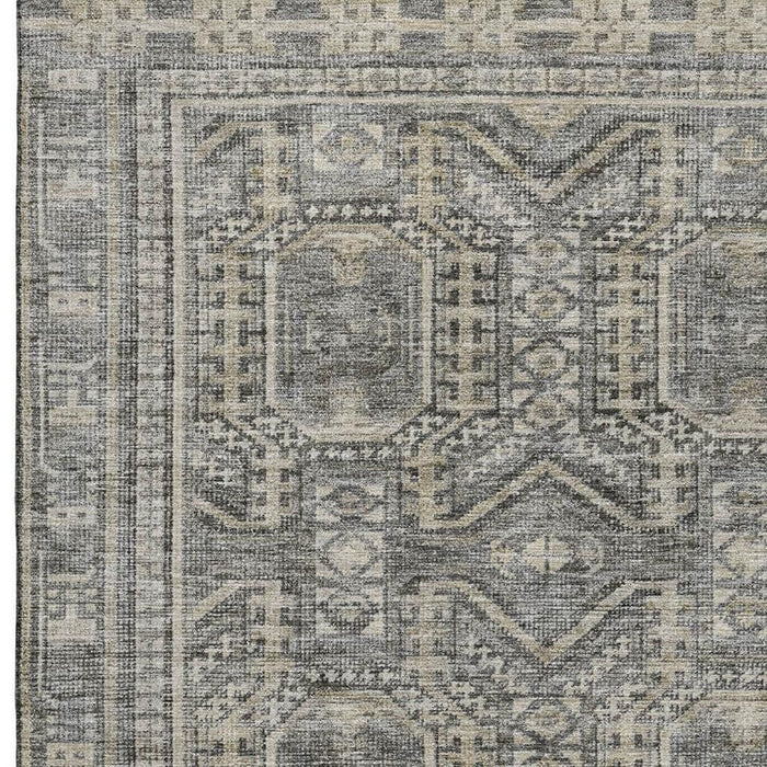 10' X 14' Geometric Washable Area Rug With UV Protection (708133) - Pewter / Gray