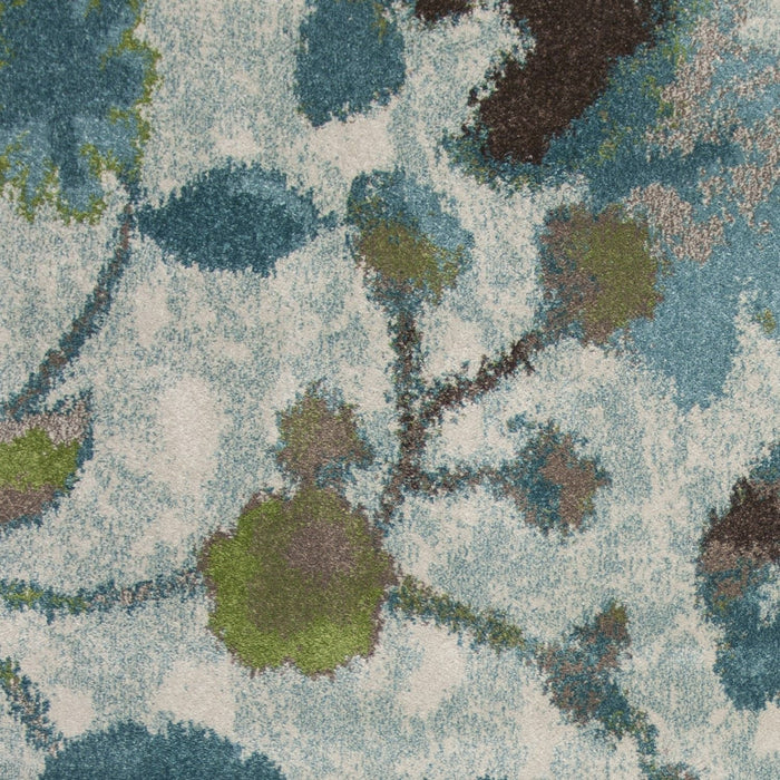 8' x 11' Machine Woven Floral Indoor Area Rug - Teal Blue