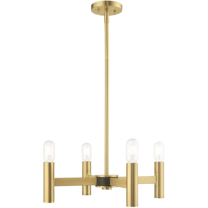 19" Four Light Dimmable Chandelier With Shades - Brass