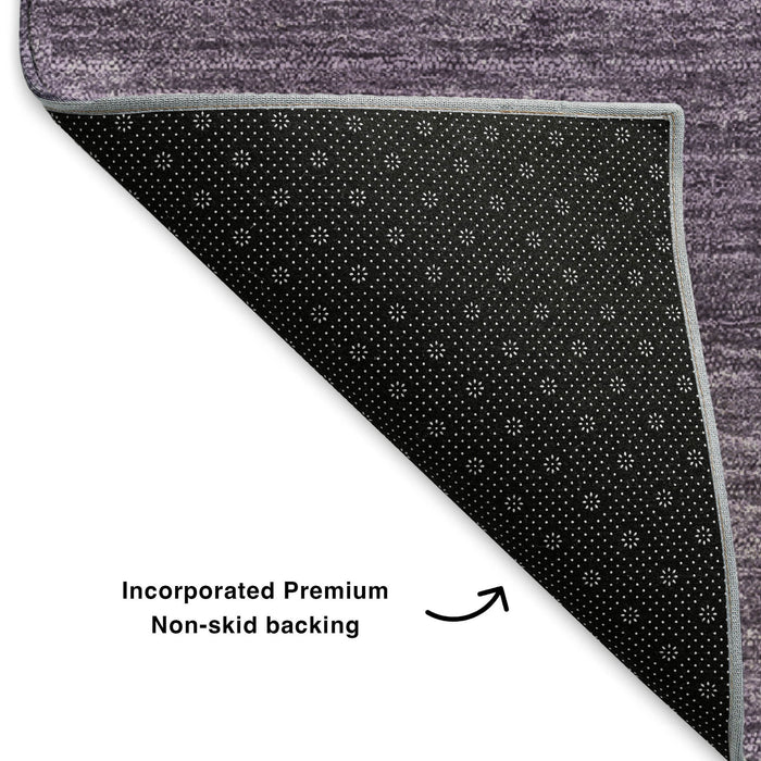 10' X 14' Abstract Washable Area Rug With UV Protection (653584) - Eggplant / Ivory